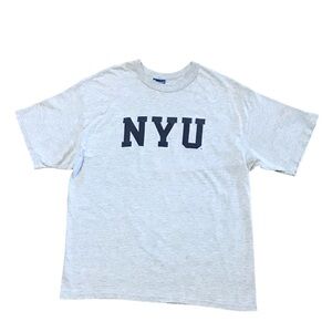 Adult Unisex Medium Vintage Champion New York University NYU Grey T Shirt Navy
